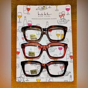 Nicole Miller Trio Reading Glasses — Tortoise, Pink, Dark Tortoise